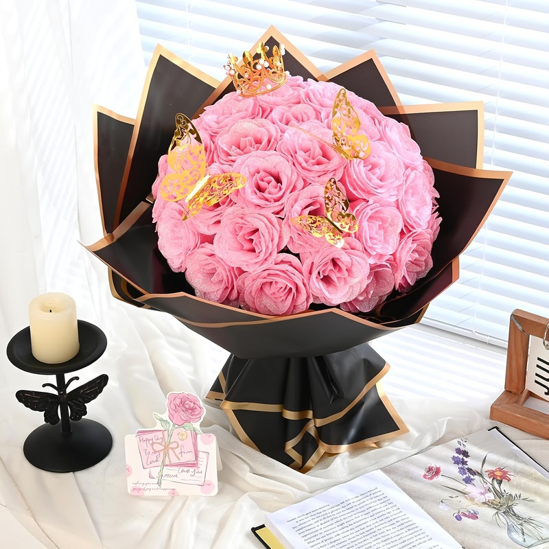 24 PCS Glitter Rose Bouquet, D - Florist Supply Bulk ulasan dan harga